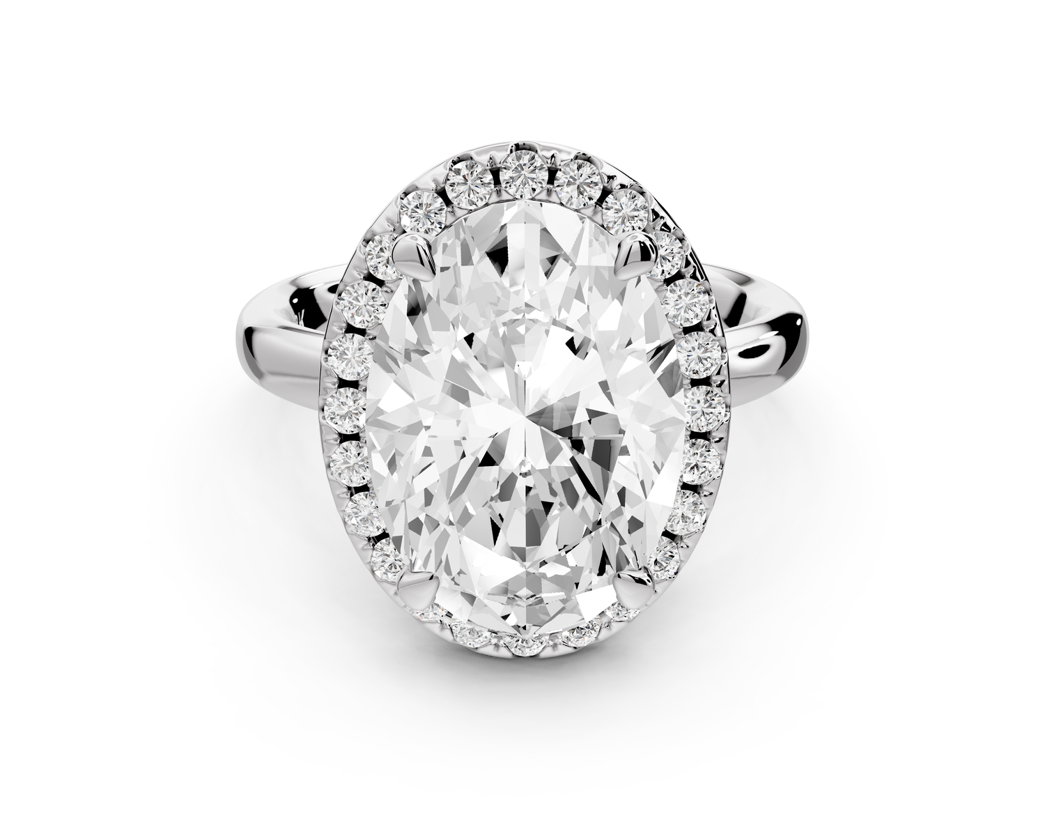 Eliana - 5ct 14k white gold oval diamond with halo engagement ring