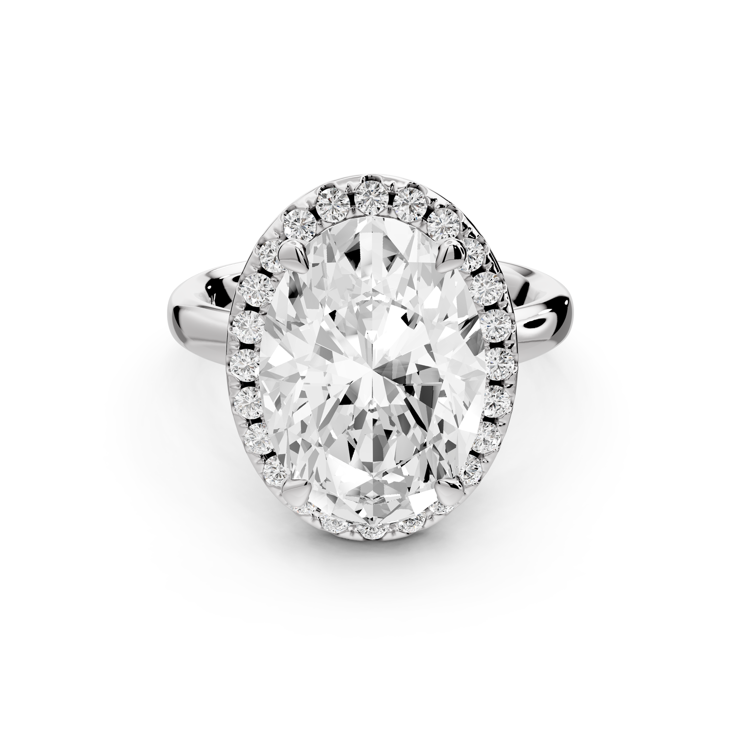 Eliana - 5ct 14k white gold oval diamond with halo engagement ring