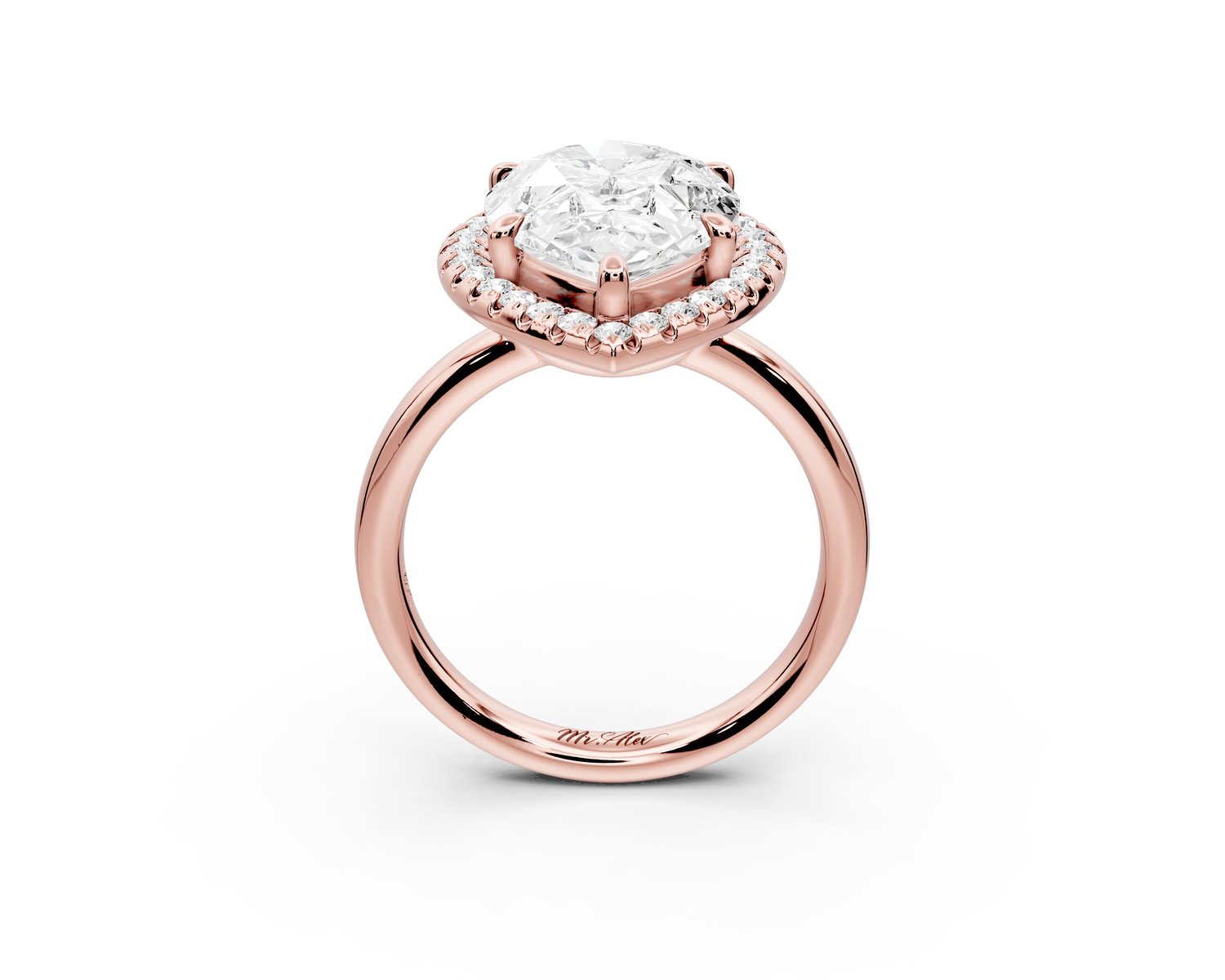 Eliana - 5ct 14k rose gold pear diamond with halo engagement ring