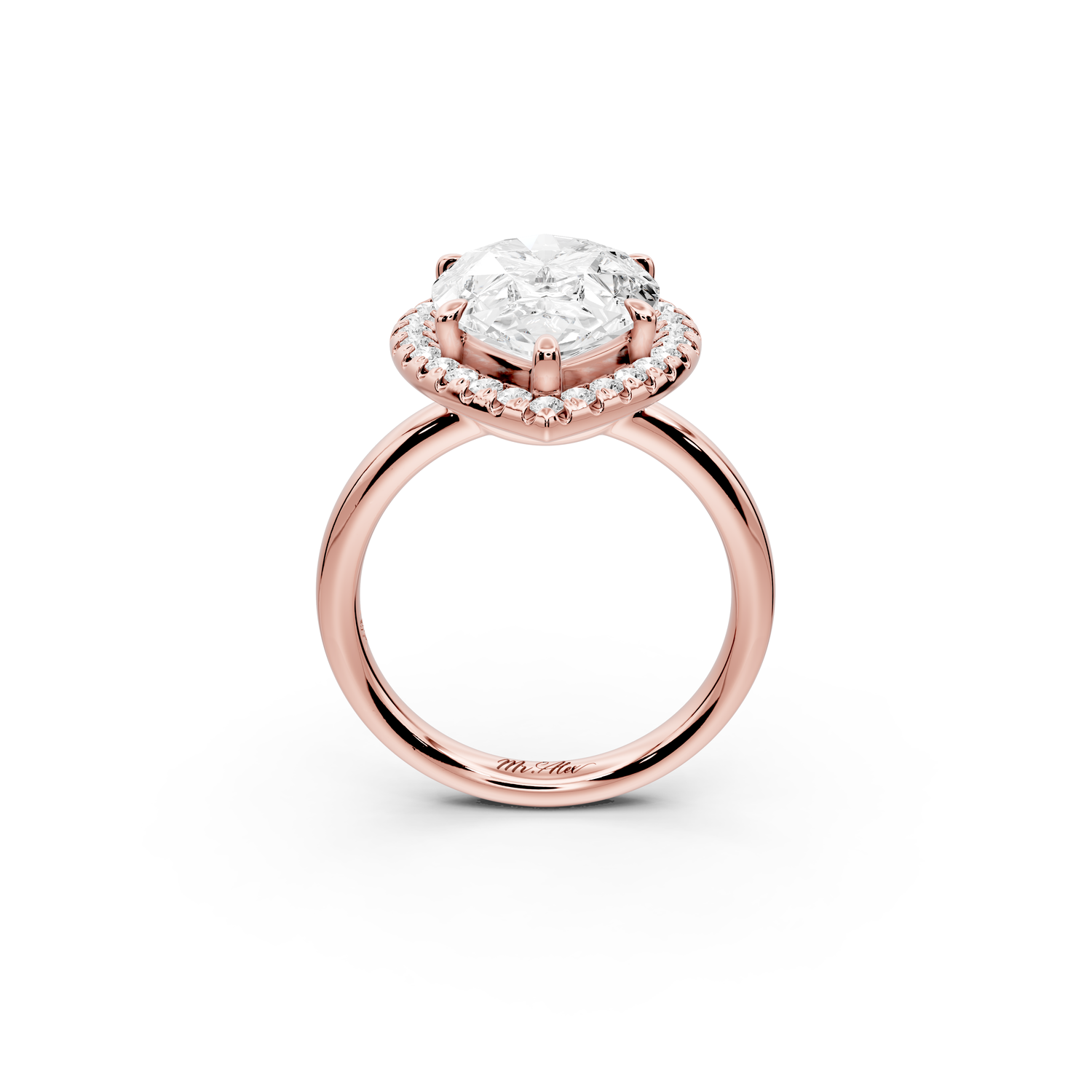Eliana - 5ct 14k rose gold pear diamond with halo engagement ring