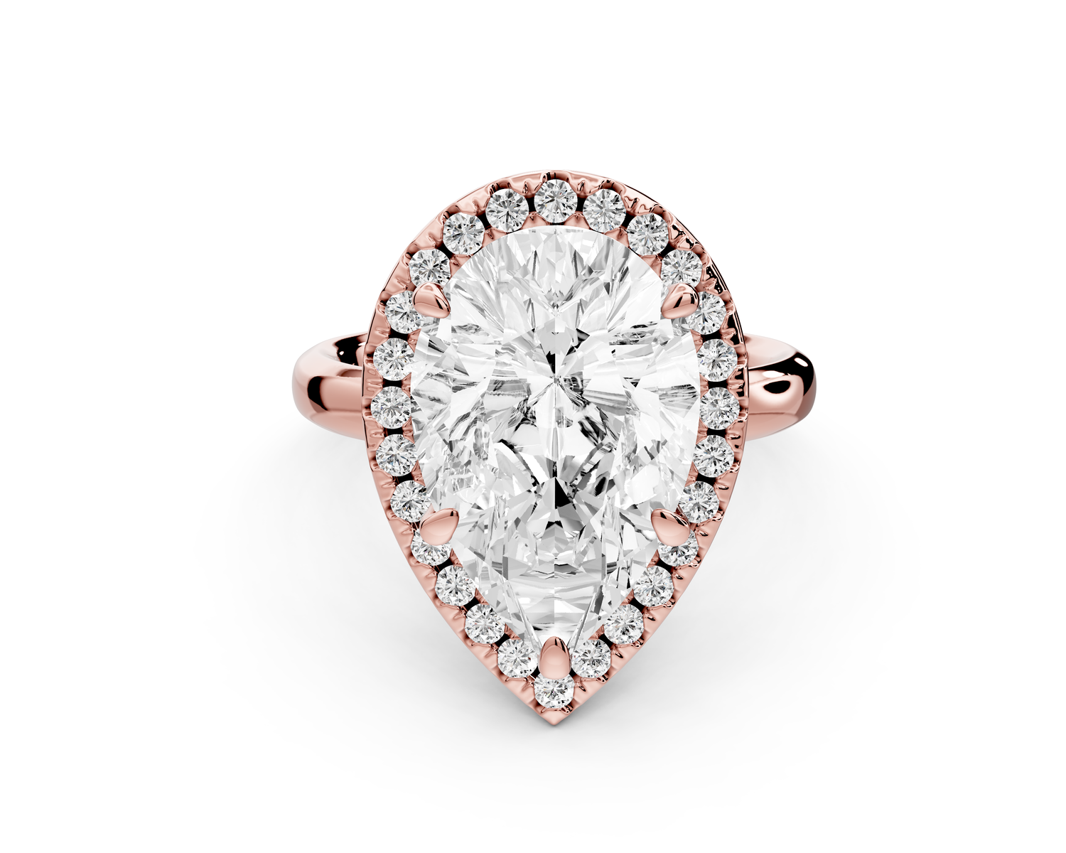 Eliana - 5ct 14k rose gold pear diamond with halo engagement ring
