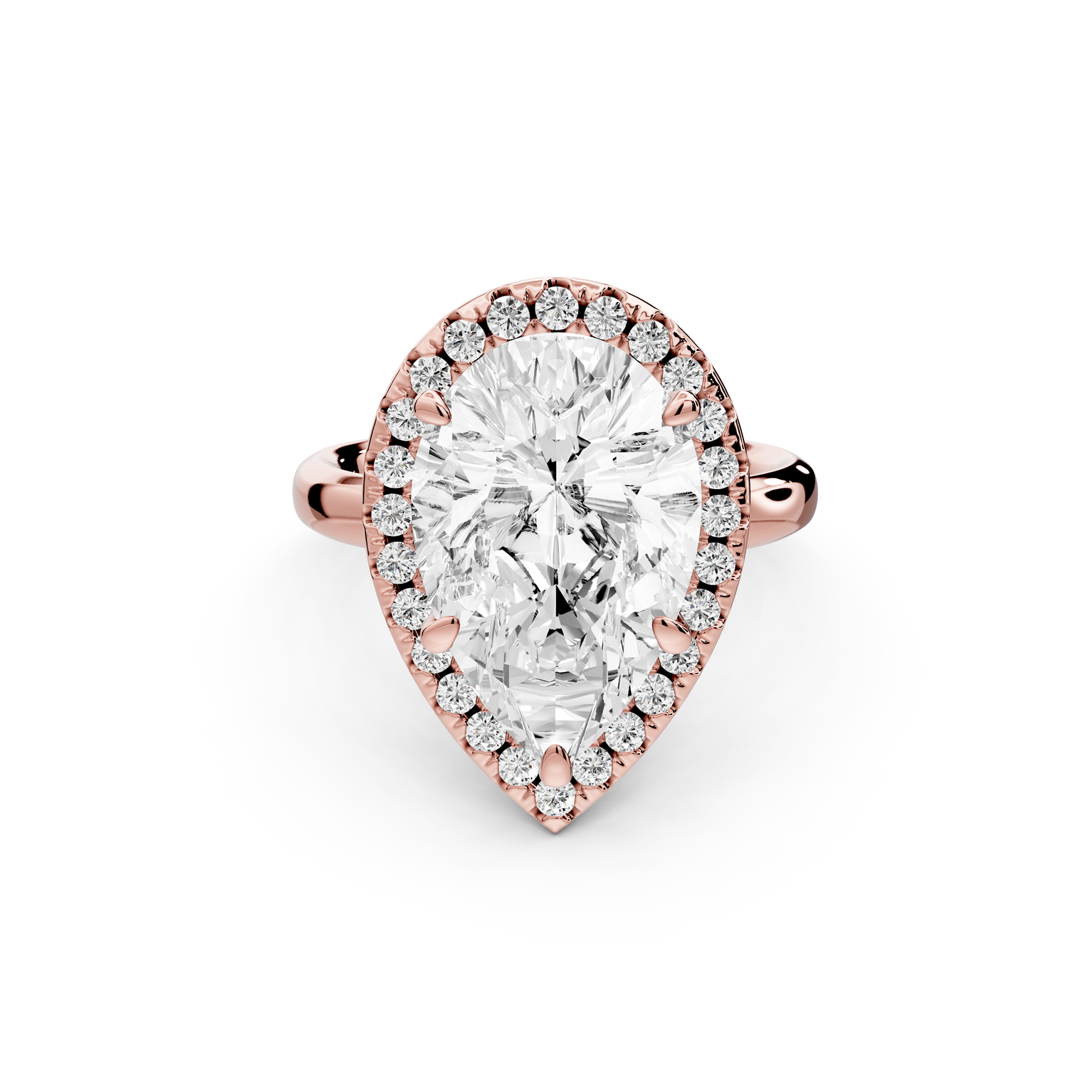 Eliana - 5ct 14k rose gold pear diamond with halo engagement ring