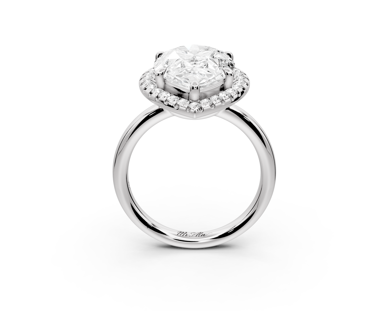 Eliana - 5ct 14k white gold pear diamond with halo engagement ring