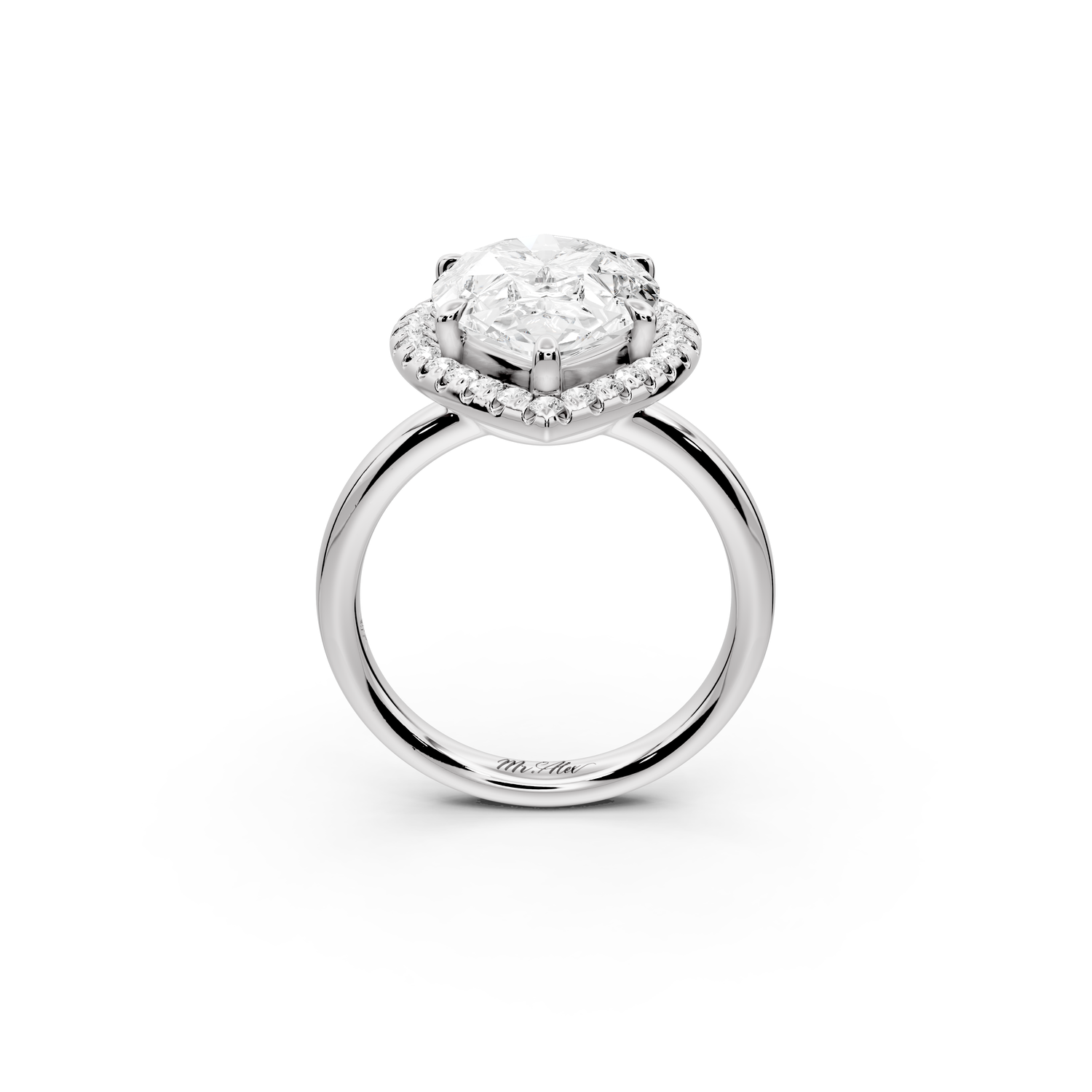 Eliana - 5ct 14k white gold pear diamond with halo engagement ring
