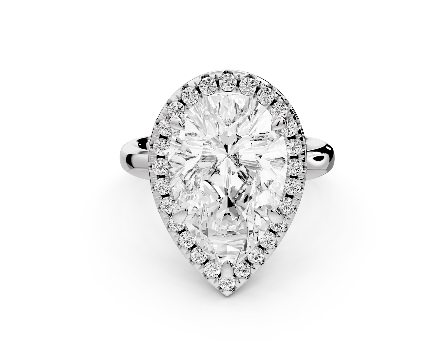 Eliana - 5ct 14k white gold pear diamond with halo engagement ring