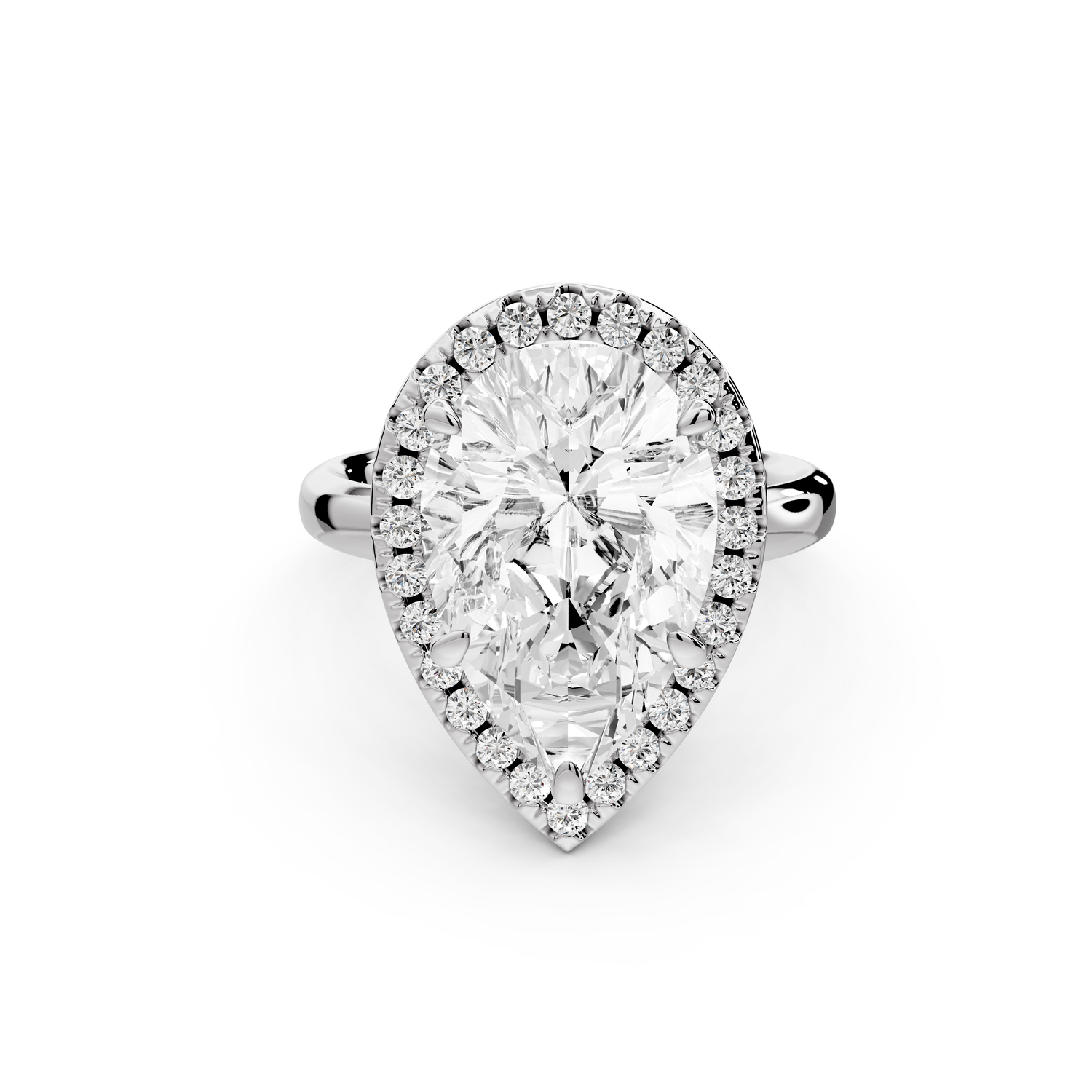 Eliana - 5ct 14k white gold pear diamond with halo engagement ring