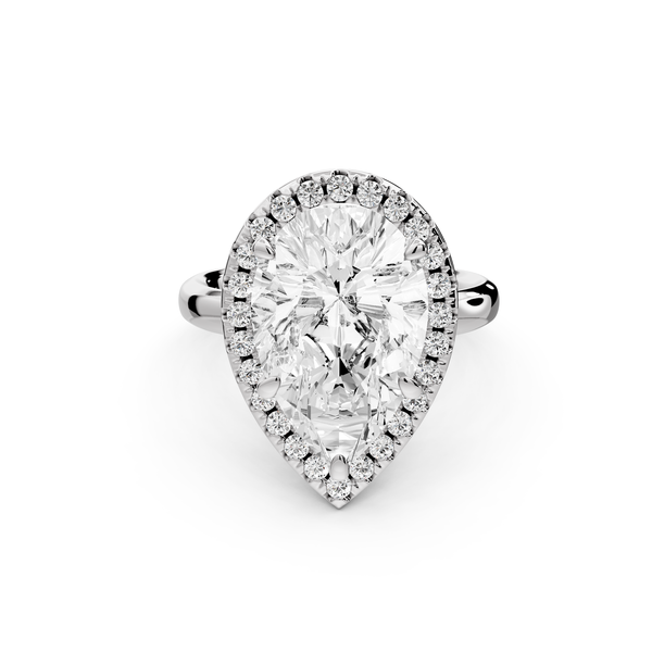 Eliana - 5ct 14k white gold pear diamond with halo engagement ring
