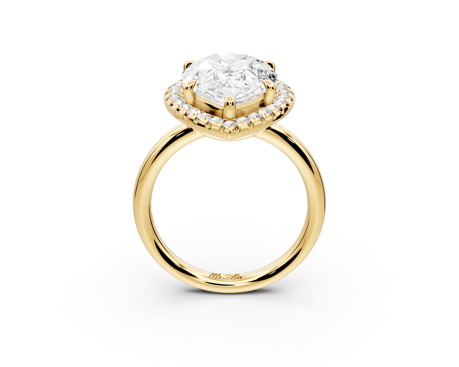 Eliana - 5ct 14k yellow gold pear diamond with halo engagement ring