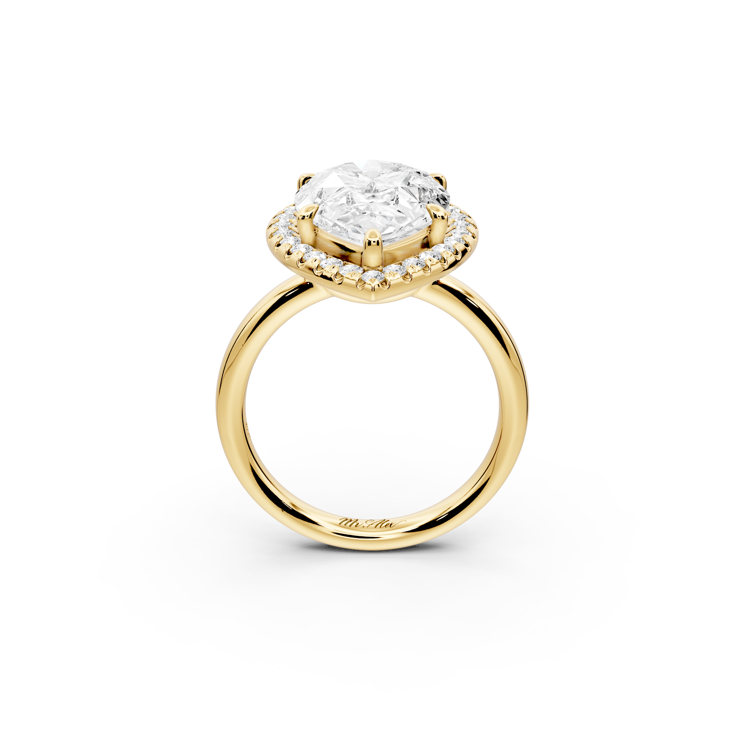 Eliana - 5ct 14k yellow gold pear diamond with halo engagement ring