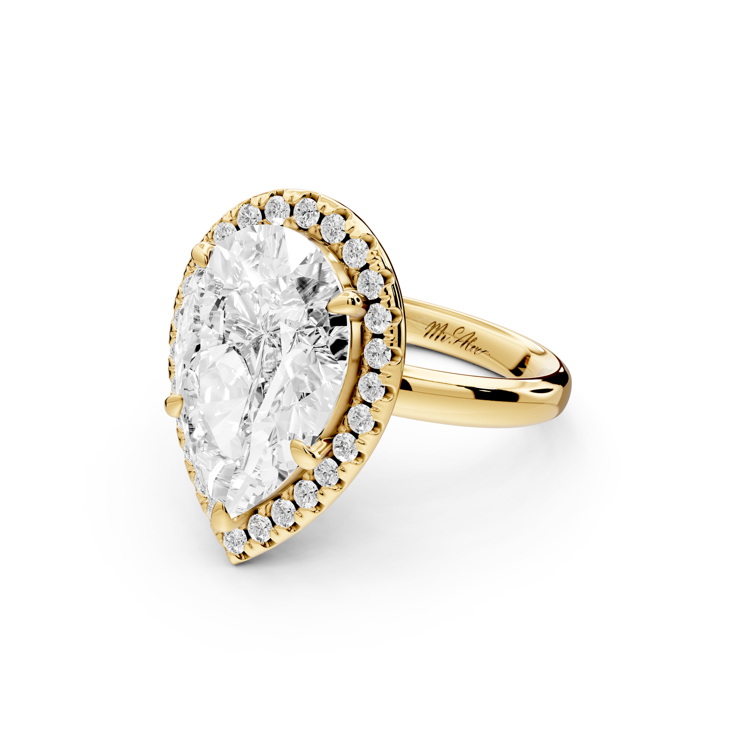 Eliana - 5ct 14k yellow gold pear diamond with halo engagement ring