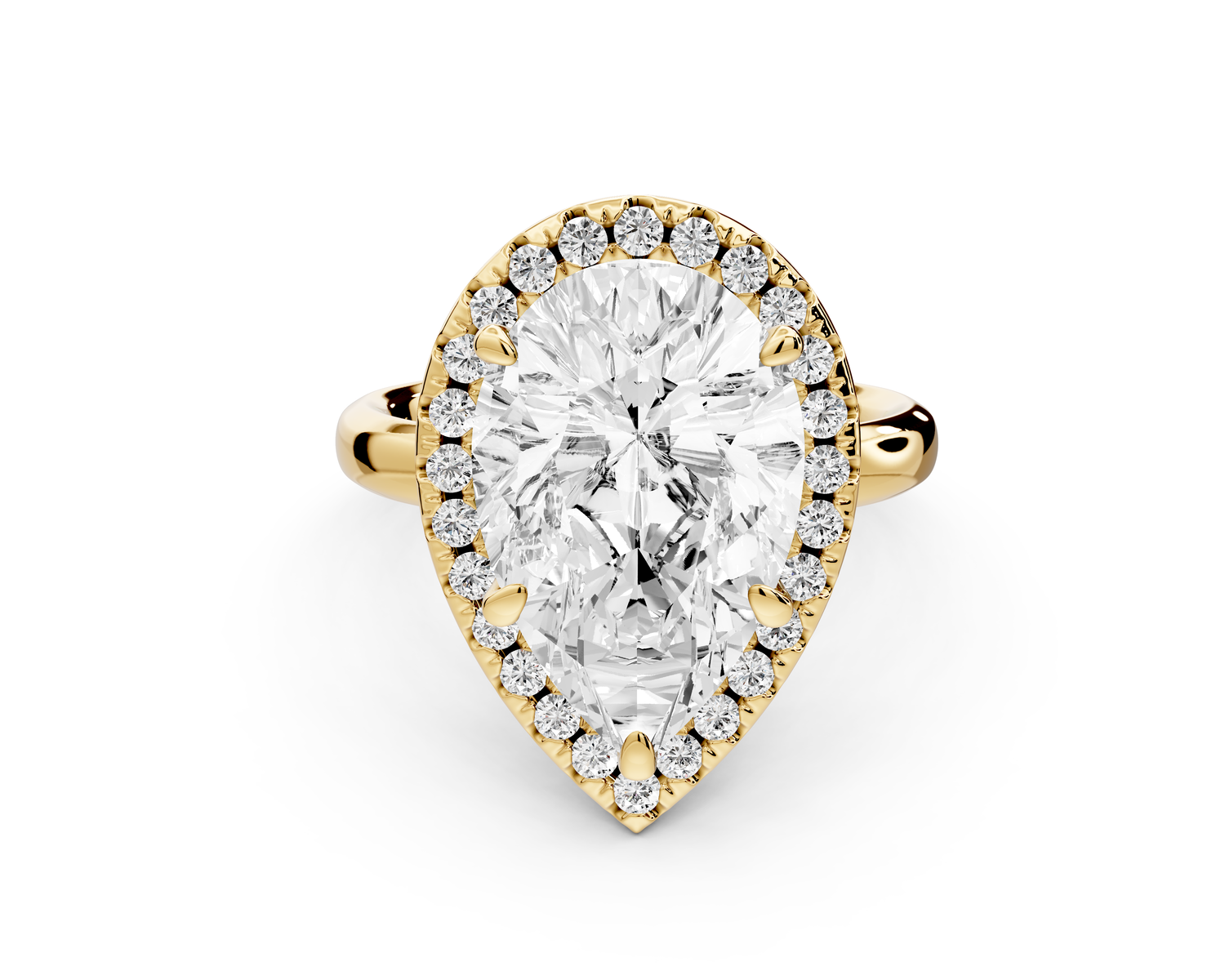 Eliana - 5ct 14k yellow gold pear diamond with halo engagement ring