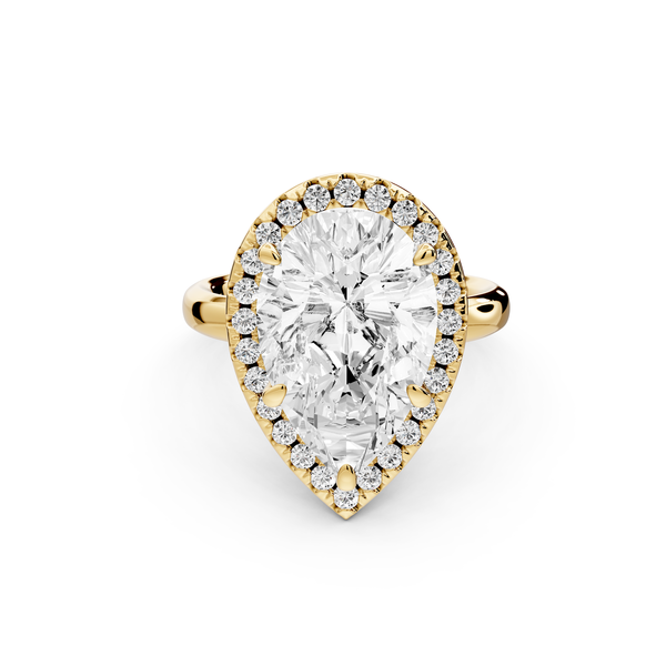 Eliana - 5ct 14k yellow gold pear diamond with halo engagement ring