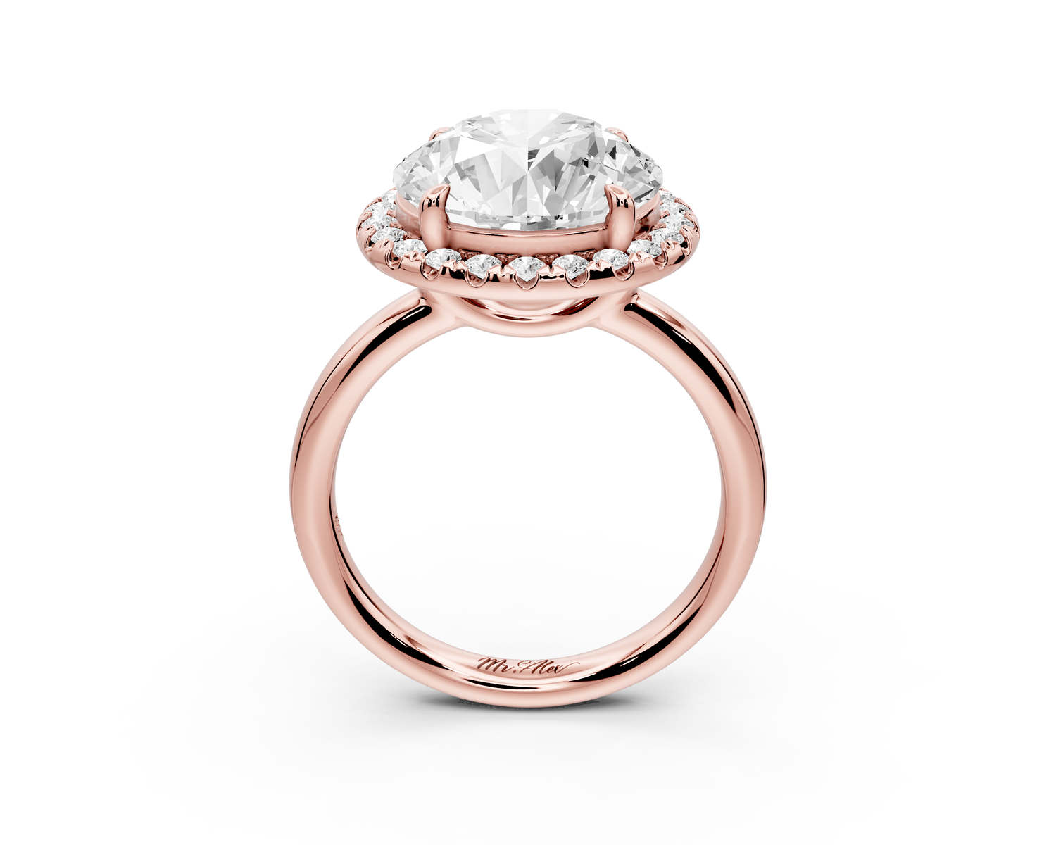 Eliana - 5ct 14k rose gold round diamond with halo engagement ring