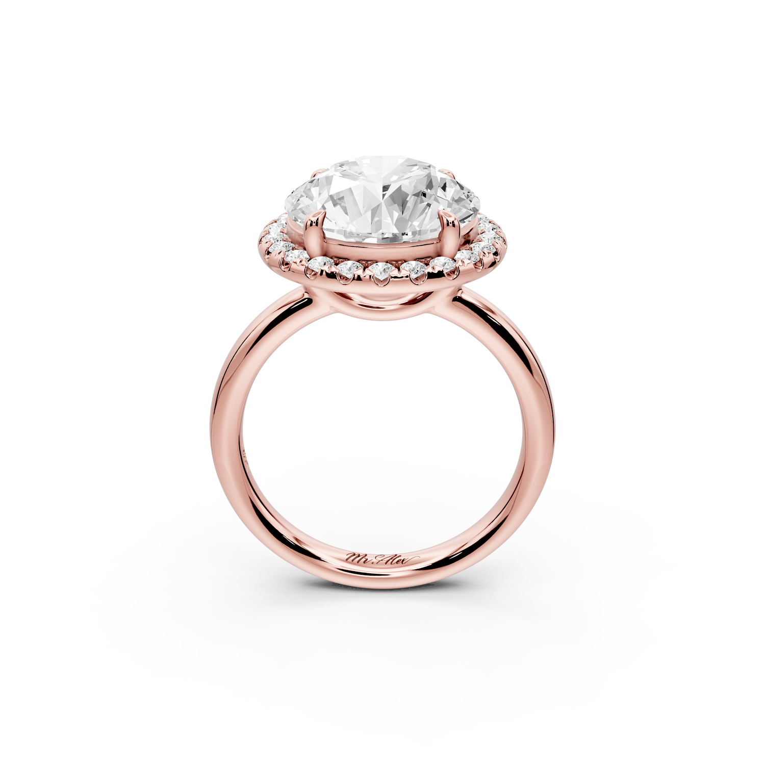 Eliana - 5ct 14k rose gold round diamond with halo engagement ring