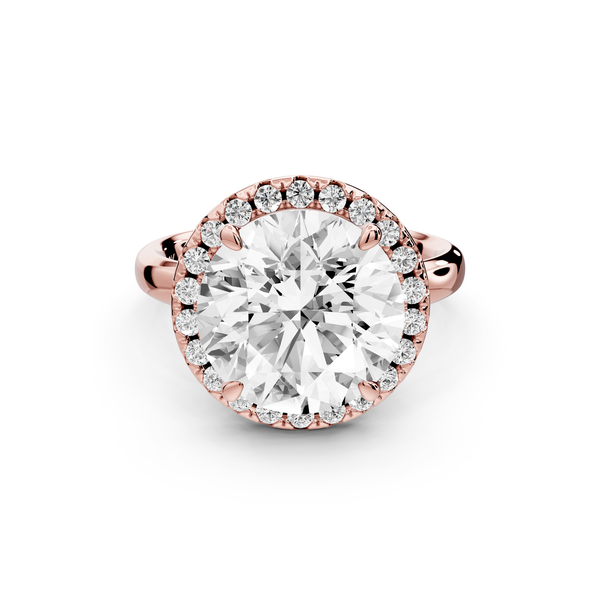Eliana - 5ct 14k rose gold round diamond with halo engagement ring
