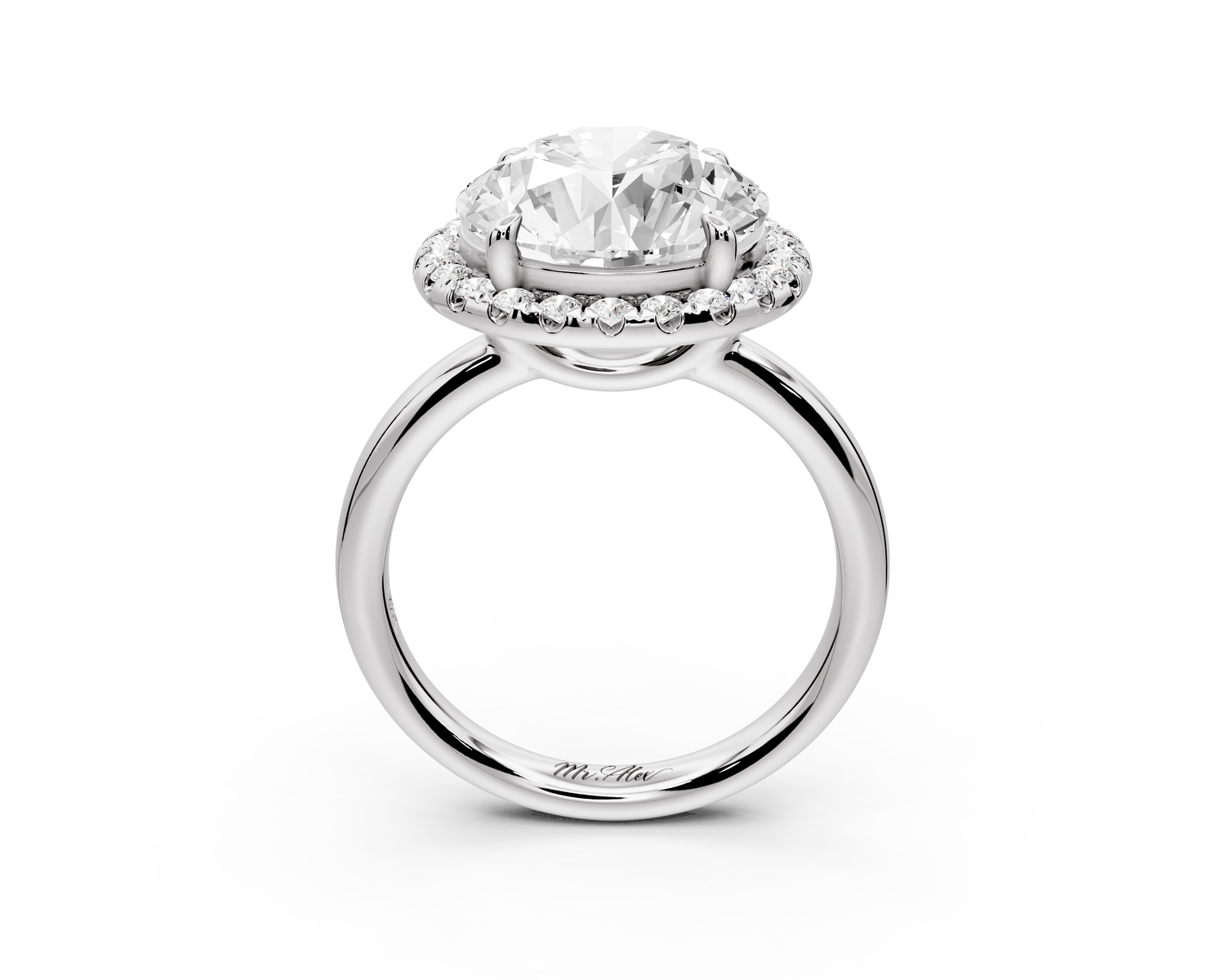 Eliana - 5ct 14k white gold round diamond with halo engagement ring