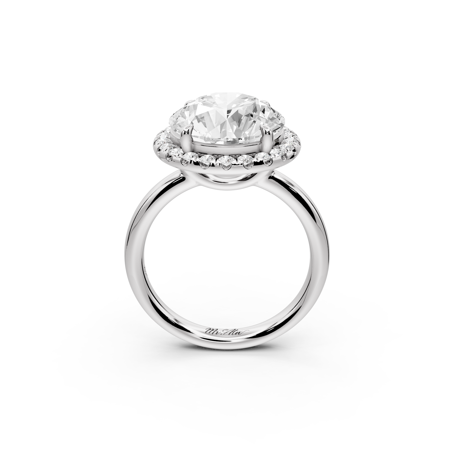 Eliana - 5ct 14k white gold round diamond with halo engagement ring