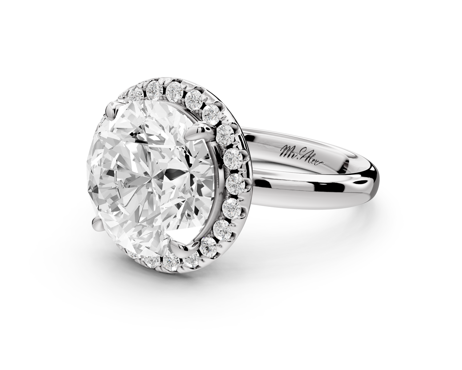 Eliana - 5ct 14k white gold round diamond with halo engagement ring