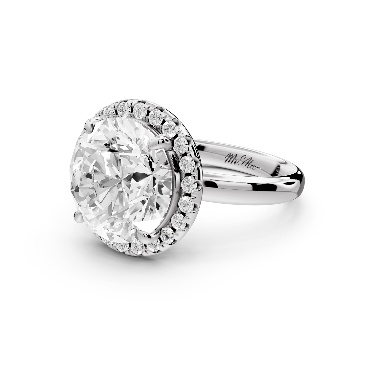 Eliana - 5ct 14k white gold round diamond with halo engagement ring