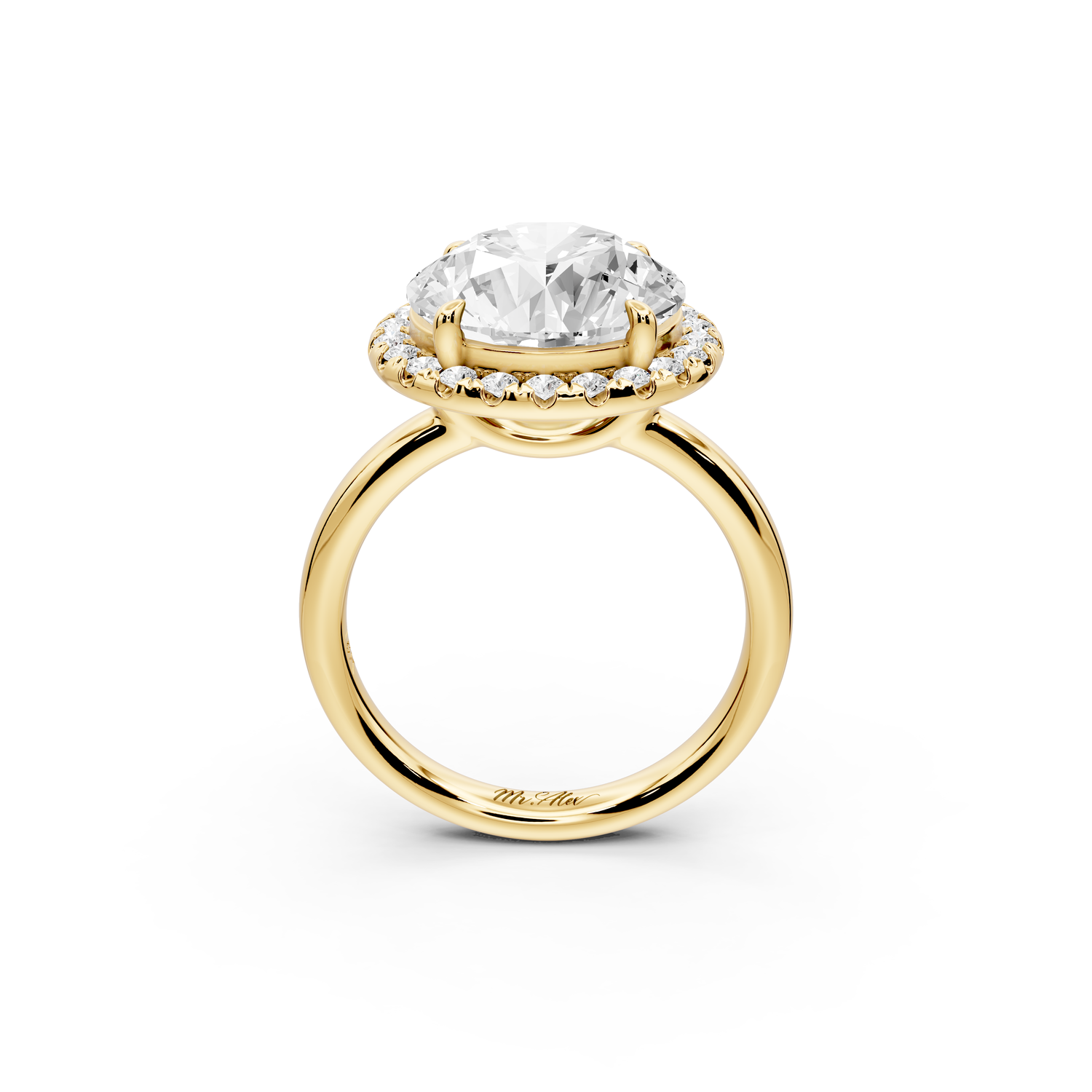 Eliana - 5ct 14k yellow gold round diamond with halo engagement ring