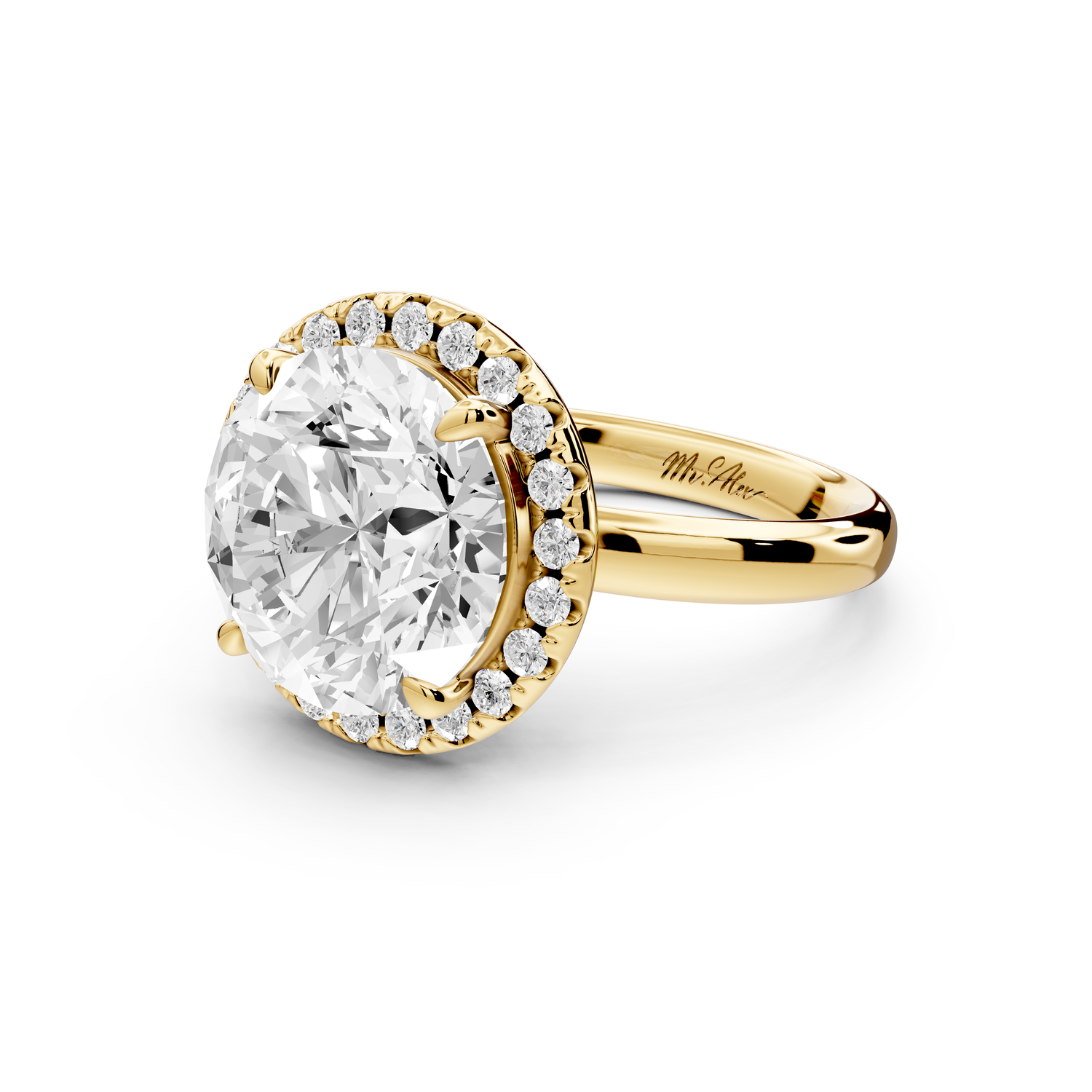 Eliana - 5ct 14k yellow gold round diamond with halo engagement ring