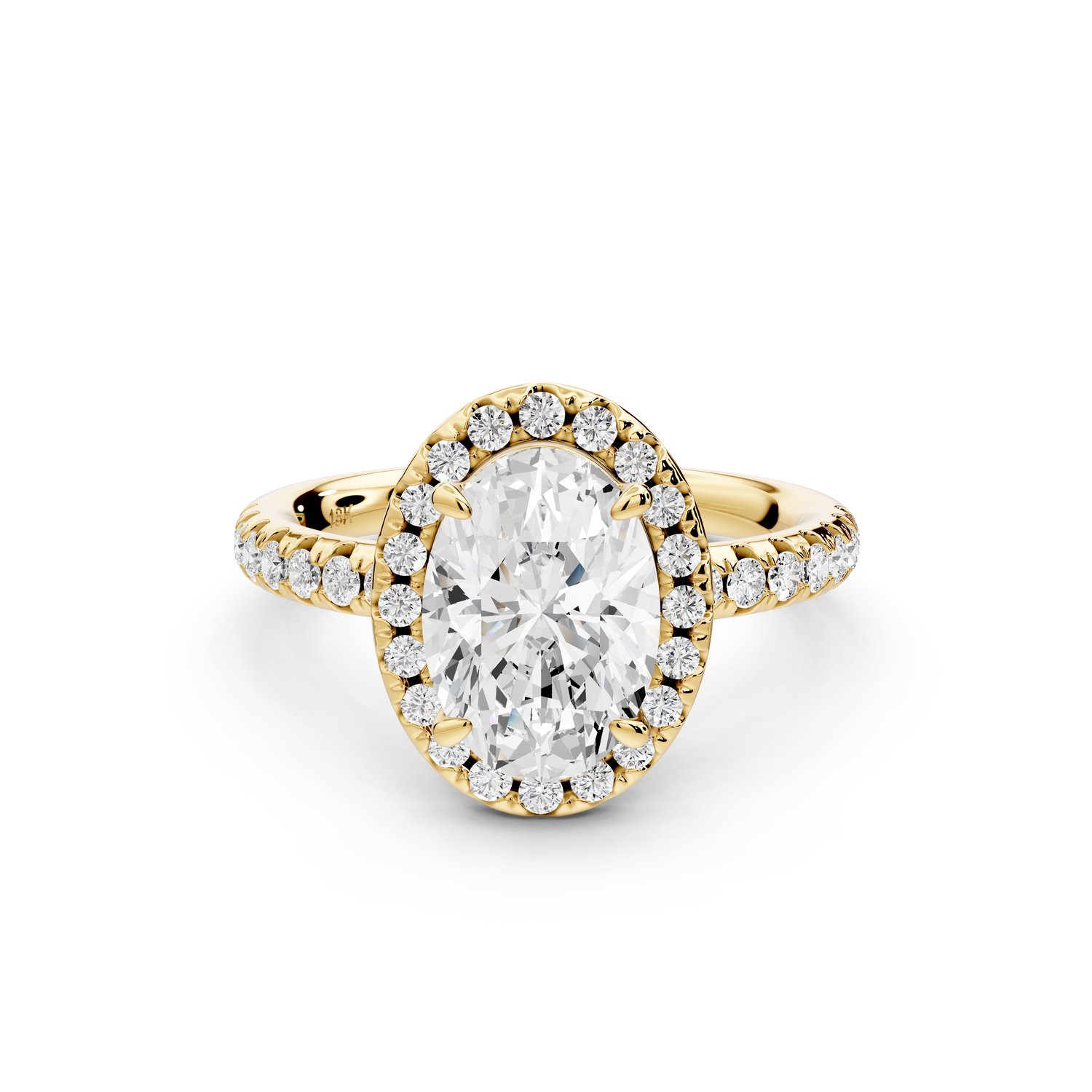 Eveline - 2ct 14k yellow gold oval Halo Half Band Pavé Engagement Ring