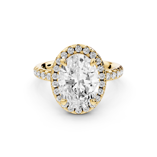 Eveline - 3ct 14k yellow gold oval Halo Half Band Pavé Engagement Ring