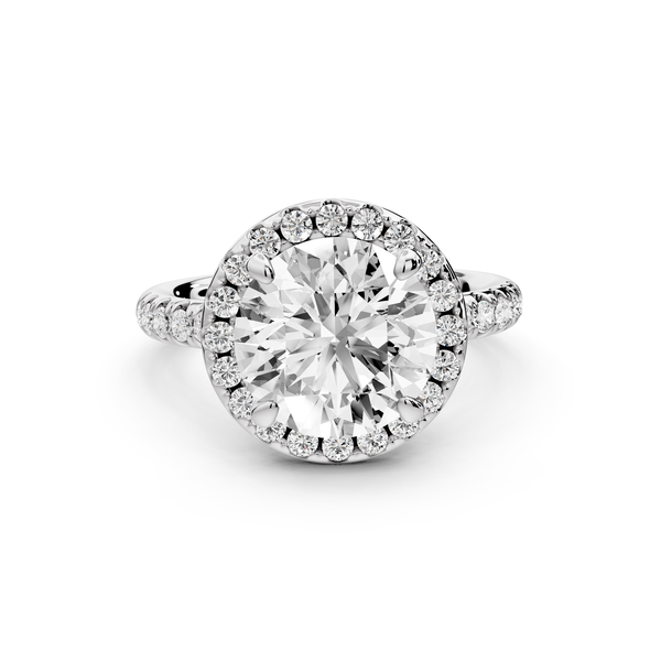 Eveline - 3ct 14k white gold round Halo Half Band Pavé Engagement Ring
