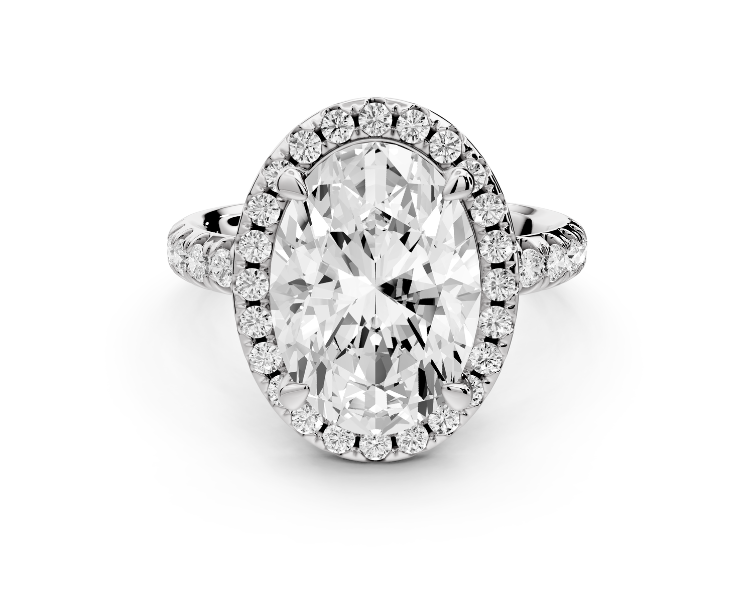 Eveline - 4ct 14k white gold oval Halo Half Band Pavé Engagement Ring