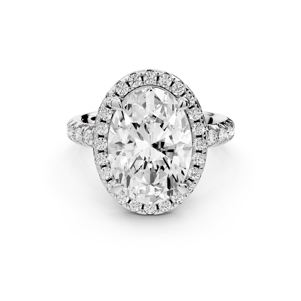 Eveline - 4ct 14k white gold oval Halo Half Band Pavé Engagement Ring