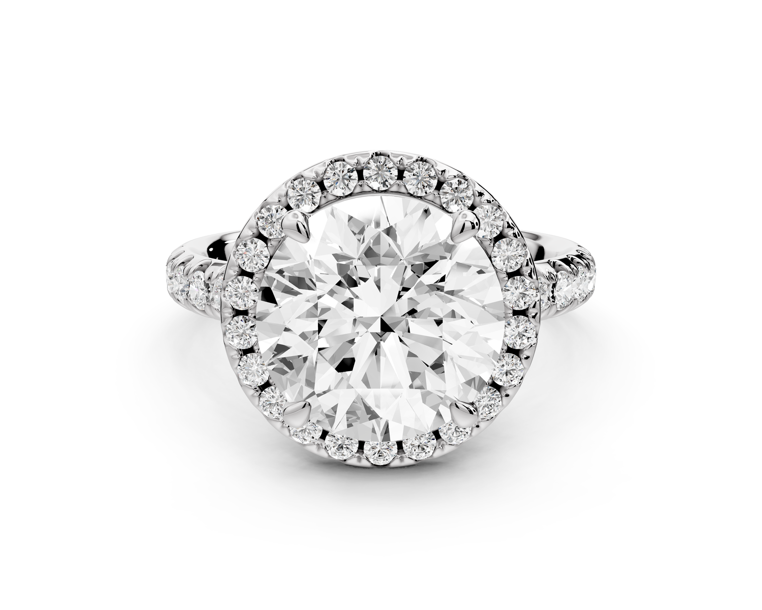 Eveline - 4ct 14k white gold round Halo Half Band Pavé Engagement Ring