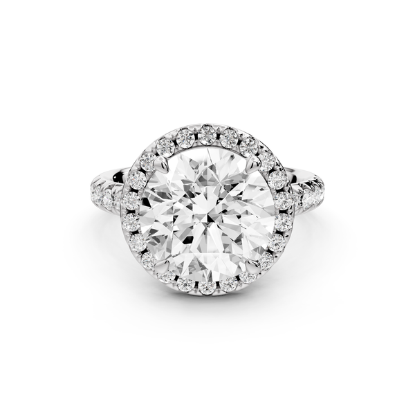 Eveline - 4ct 14k white gold round Halo Half Band Pavé Engagement Ring