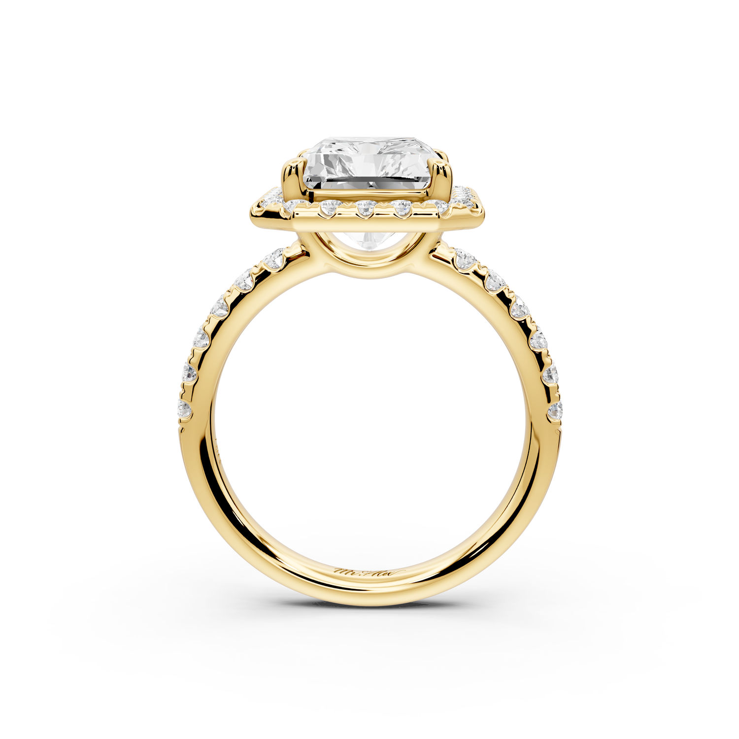 Eveline - 5ct 14k yellow gold emerald Halo Half Band Pavé Engagement Ring