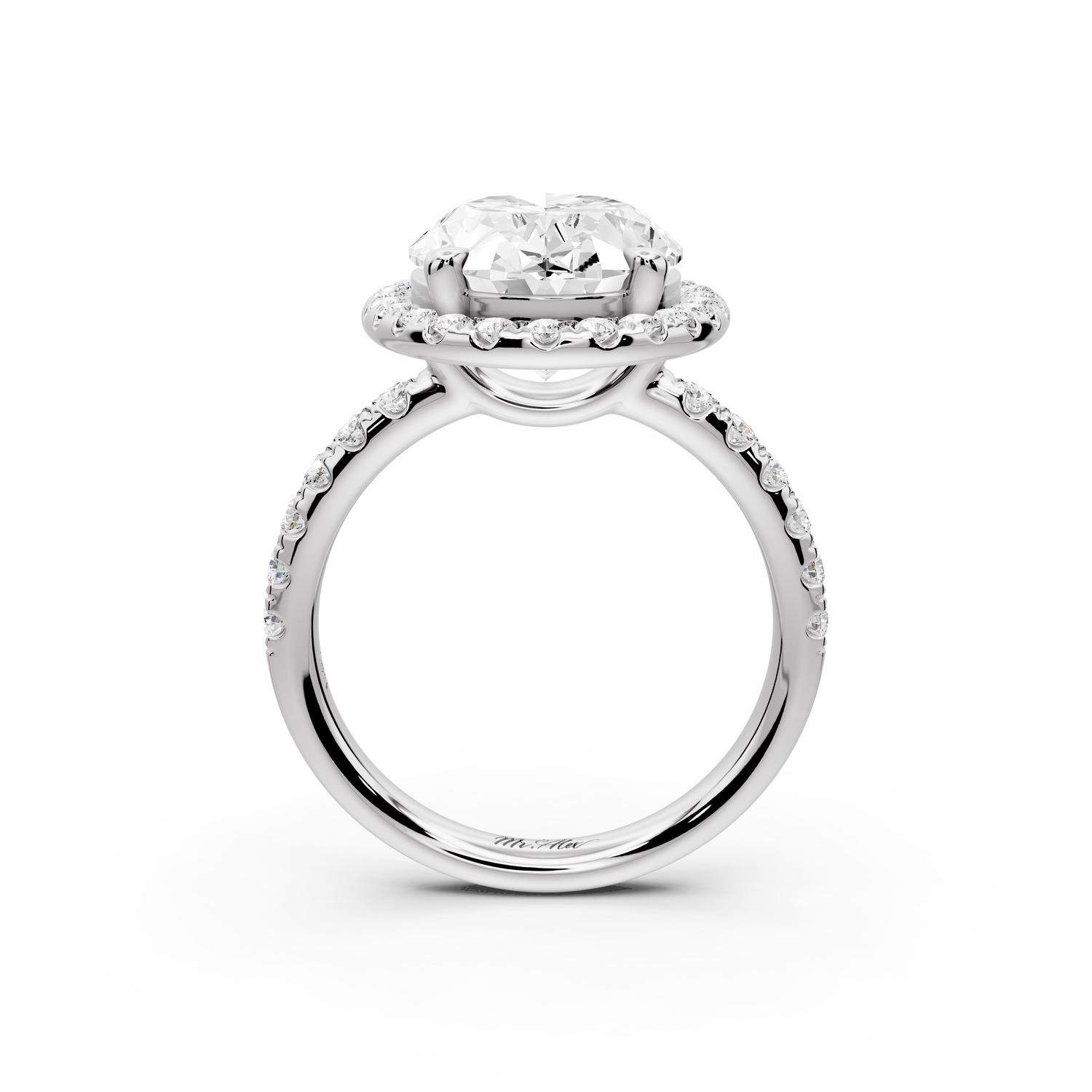 Eveline - 5ct 14k white gold oval Halo Half Band Pavé Engagement Ring