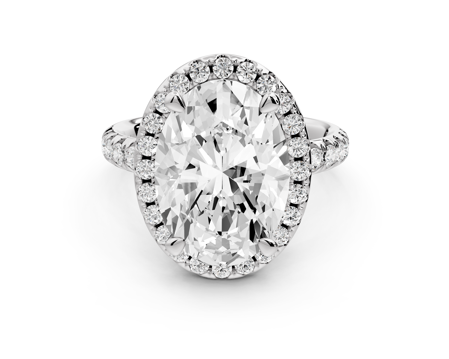 Eveline - 5ct 14k white gold oval Halo Half Band Pavé Engagement Ring