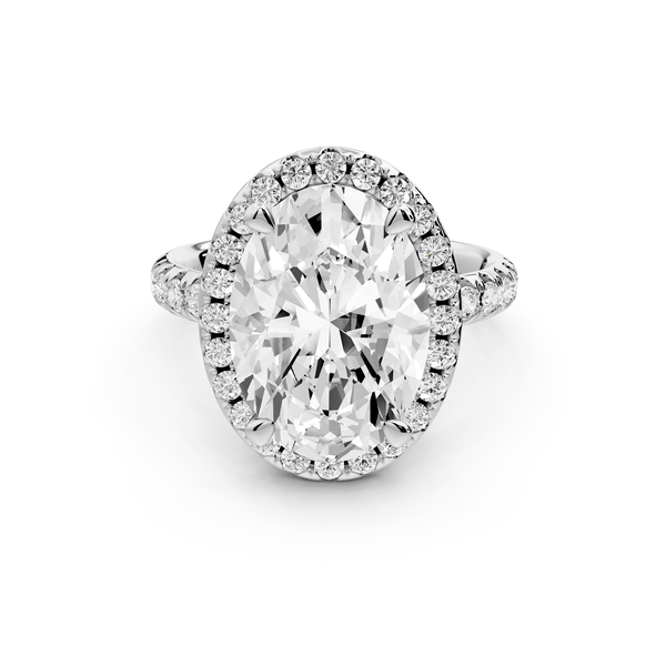 Eveline - 5ct 14k white gold oval Halo Half Band Pavé Engagement Ring