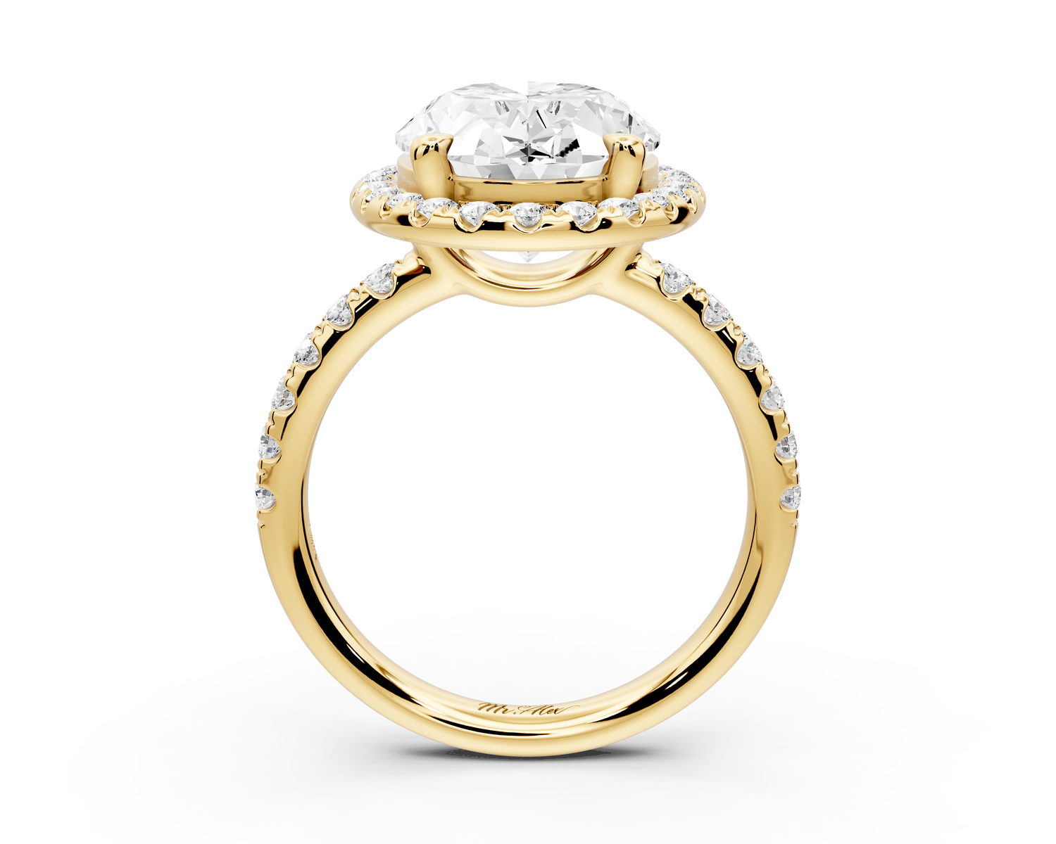 Eveline - 5ct 14k yellow gold oval Halo Half Band Pavé Engagement Ring