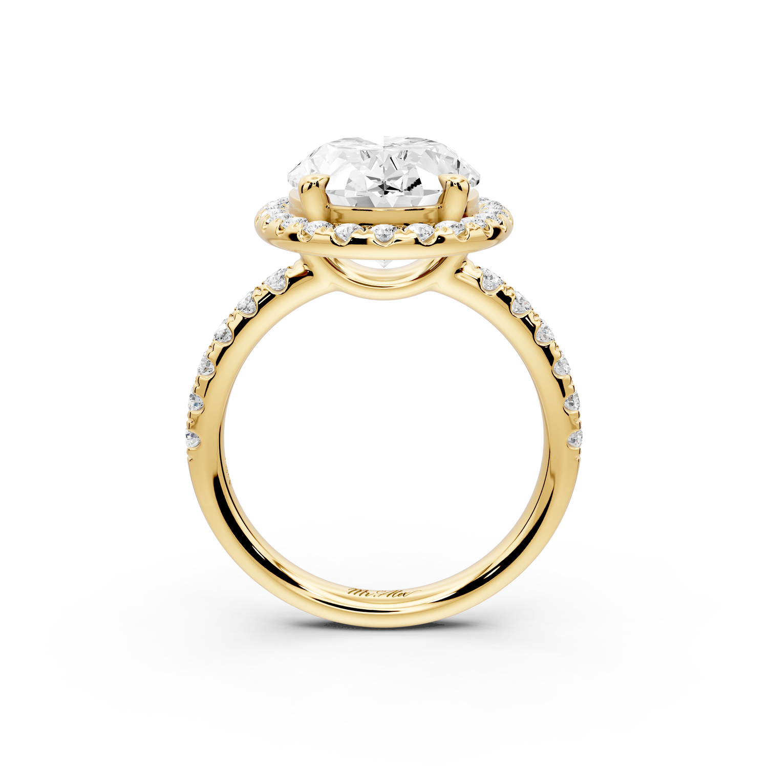 Eveline - 5ct 14k yellow gold oval Halo Half Band Pavé Engagement Ring