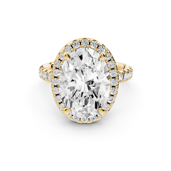 Eveline - 5ct 14k yellow gold oval Halo Half Band Pavé Engagement Ring