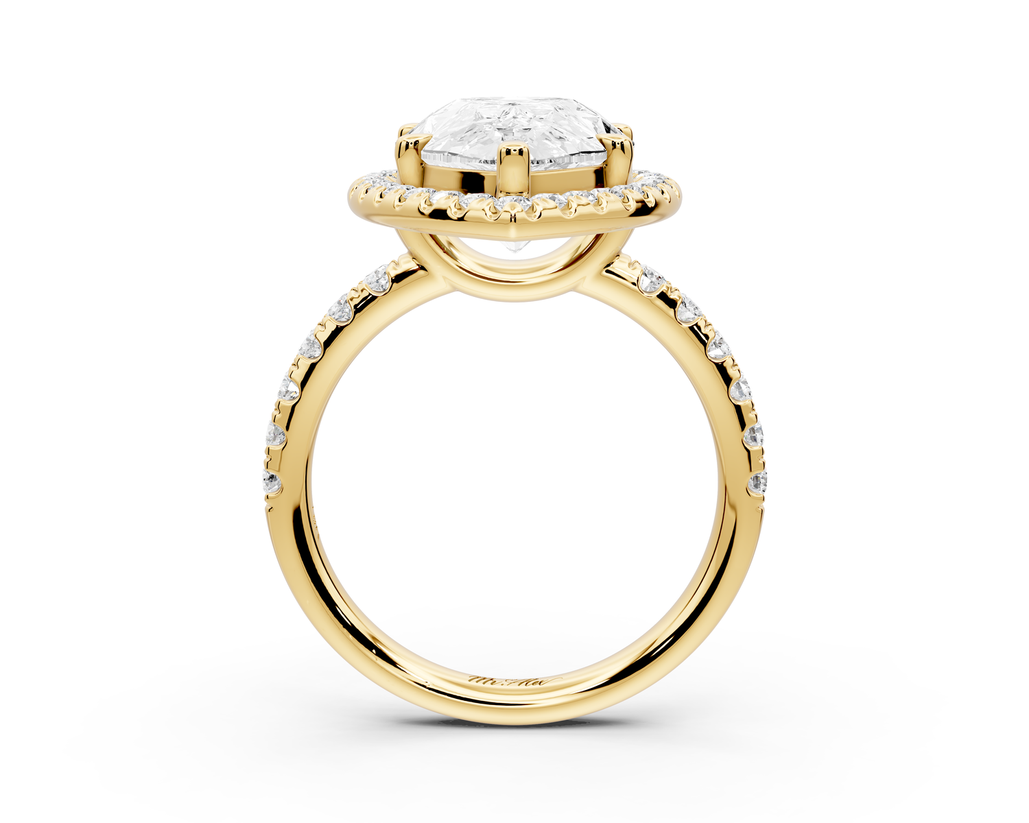 Eveline - 5ct 14k yellow gold pear Halo Half Band Pavé Engagement Ring
