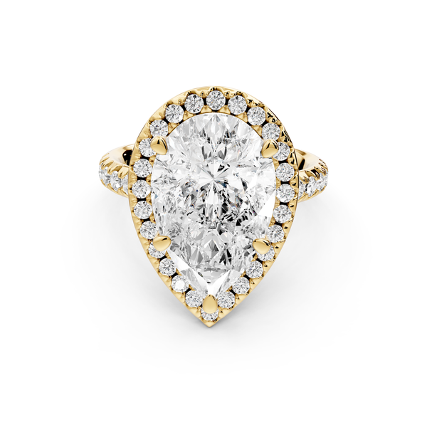 Eveline - 5ct 14k yellow gold pear Halo Half Band Pavé Engagement Ring