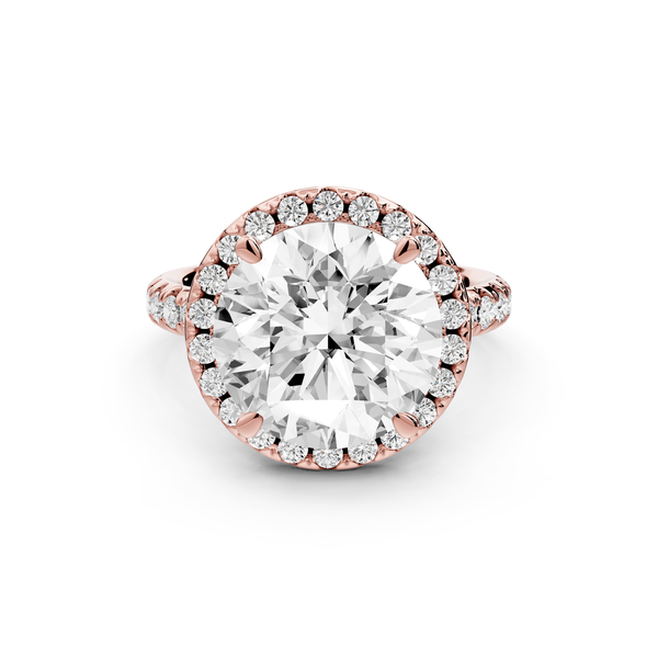 Eveline - 5ct 14k rose gold round Halo Half Band Pavé Engagement Ring
