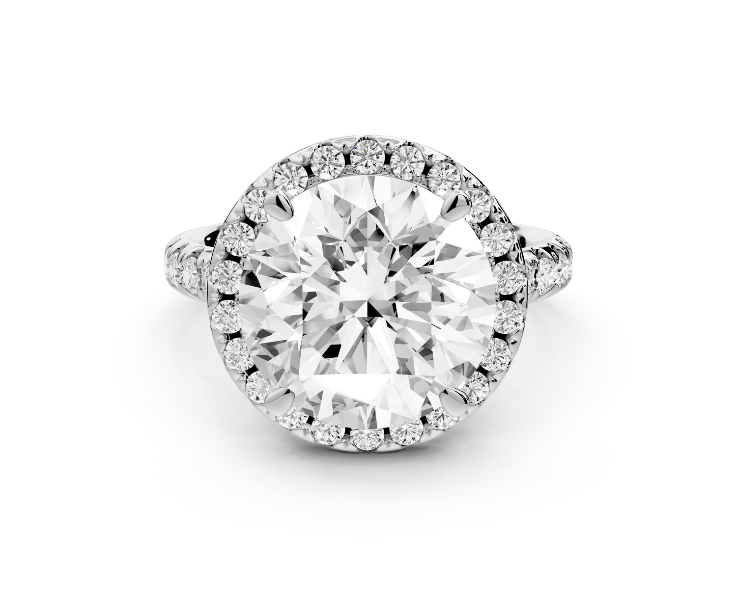 Eveline - 5ct 14k white gold round Halo Half Band Pavé Engagement Ring
