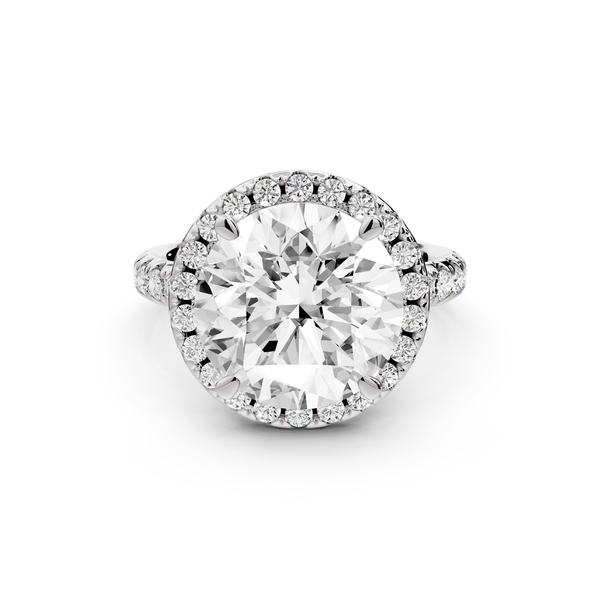Eveline - 5ct 14k white gold round Halo Half Band Pavé Engagement Ring