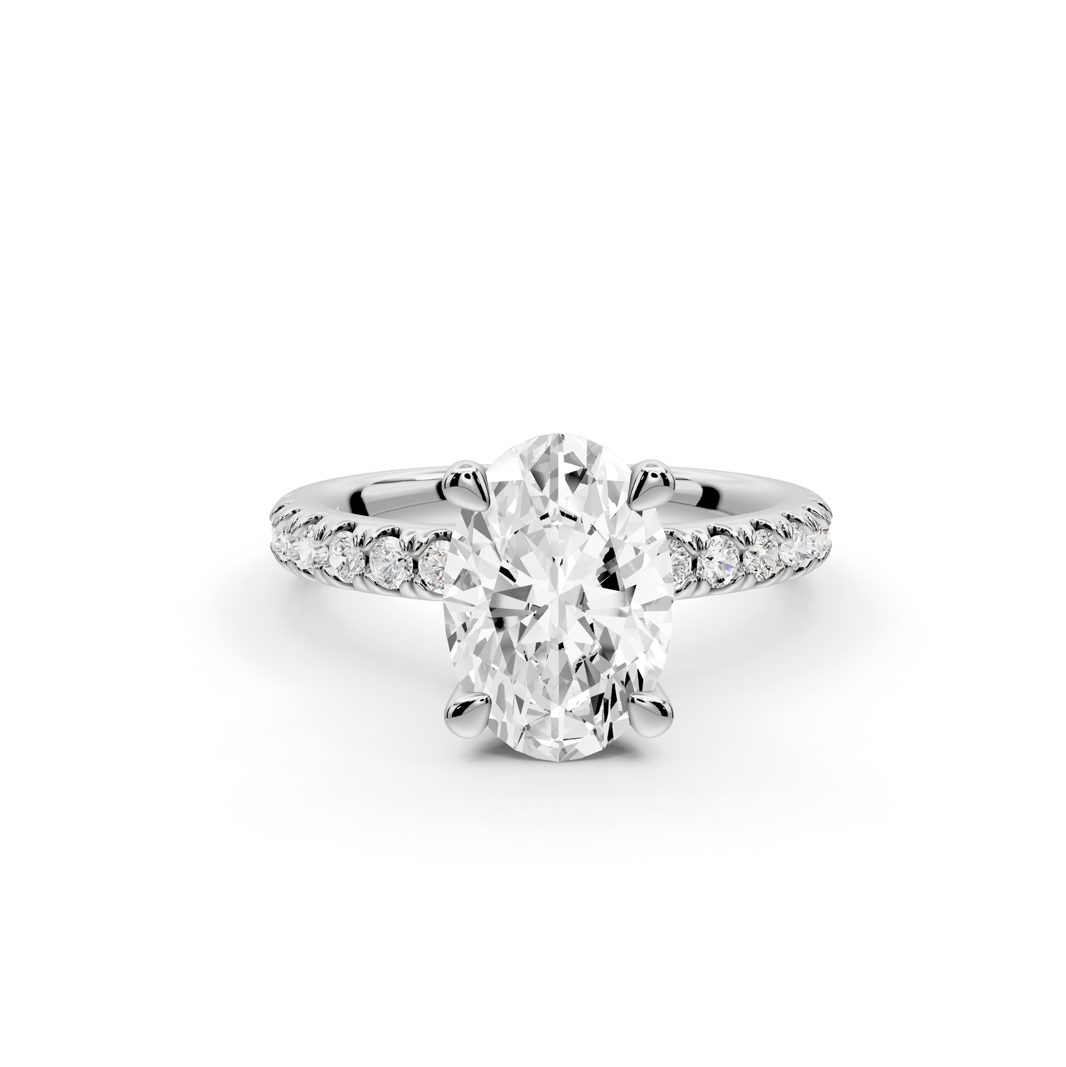 Flora - 2ct 14k white gold oval talong prong Wrap around halo Half Band Engagement Ring