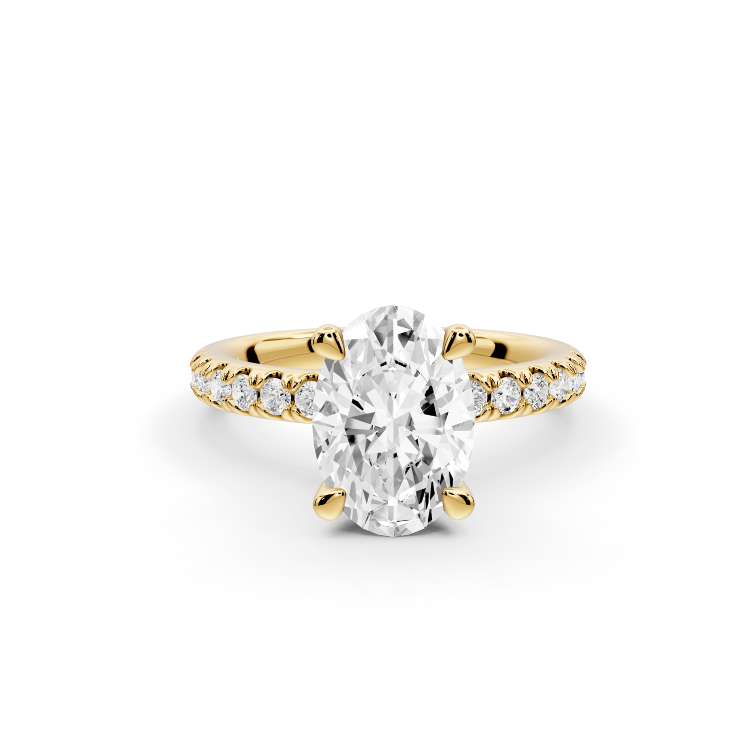 Flora - 2ct 14k yellow gold oval talong prong Wrap around halo Half Band Engagement Ring
