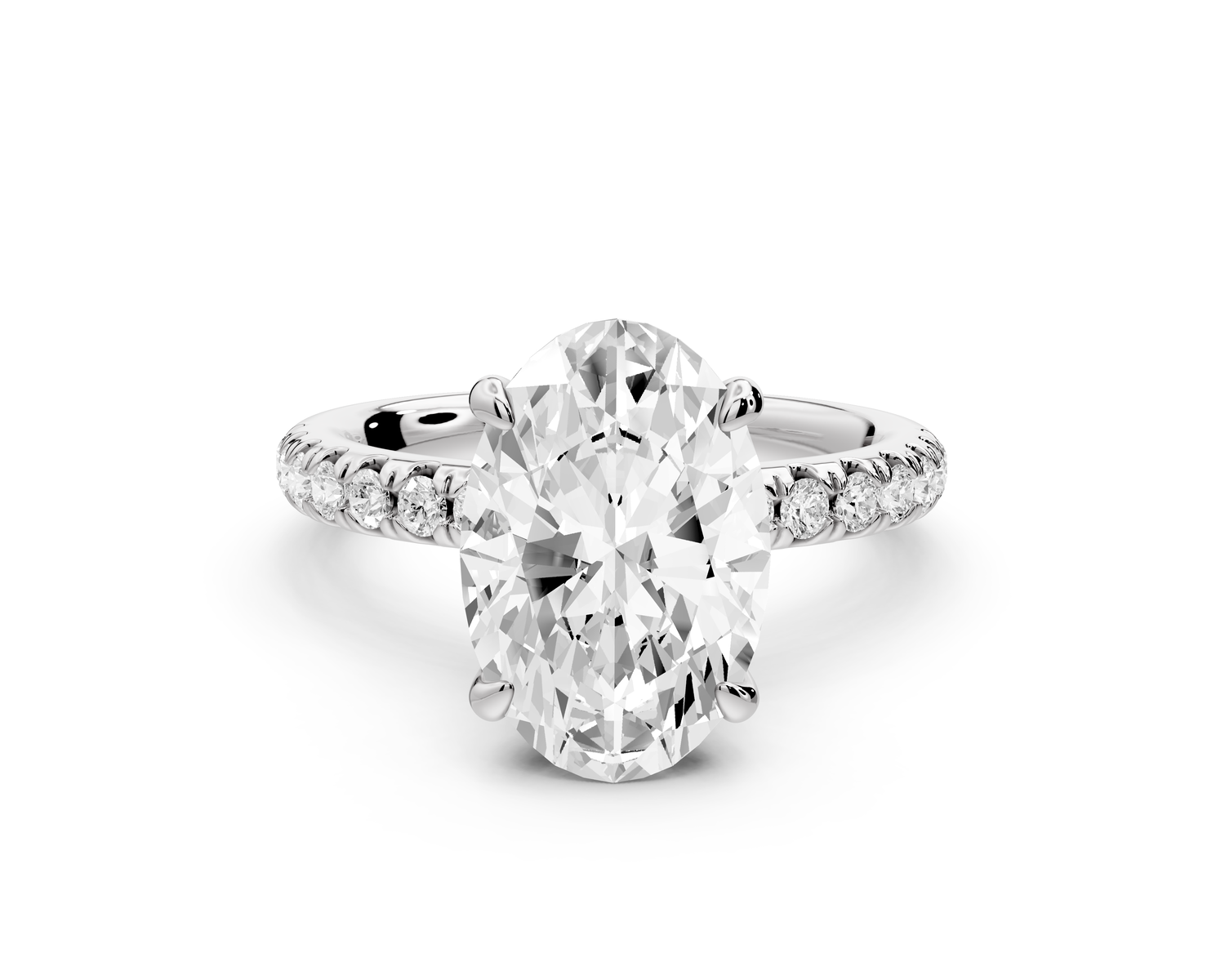 Flora - 3ct 14k white gold oval talong prong Wrap around halo Half Band Engagement Ring