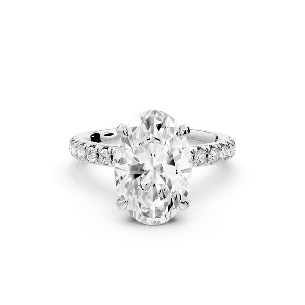 Flora - 3ct 14k white gold oval talong prong Wrap around halo Half Band Engagement Ring