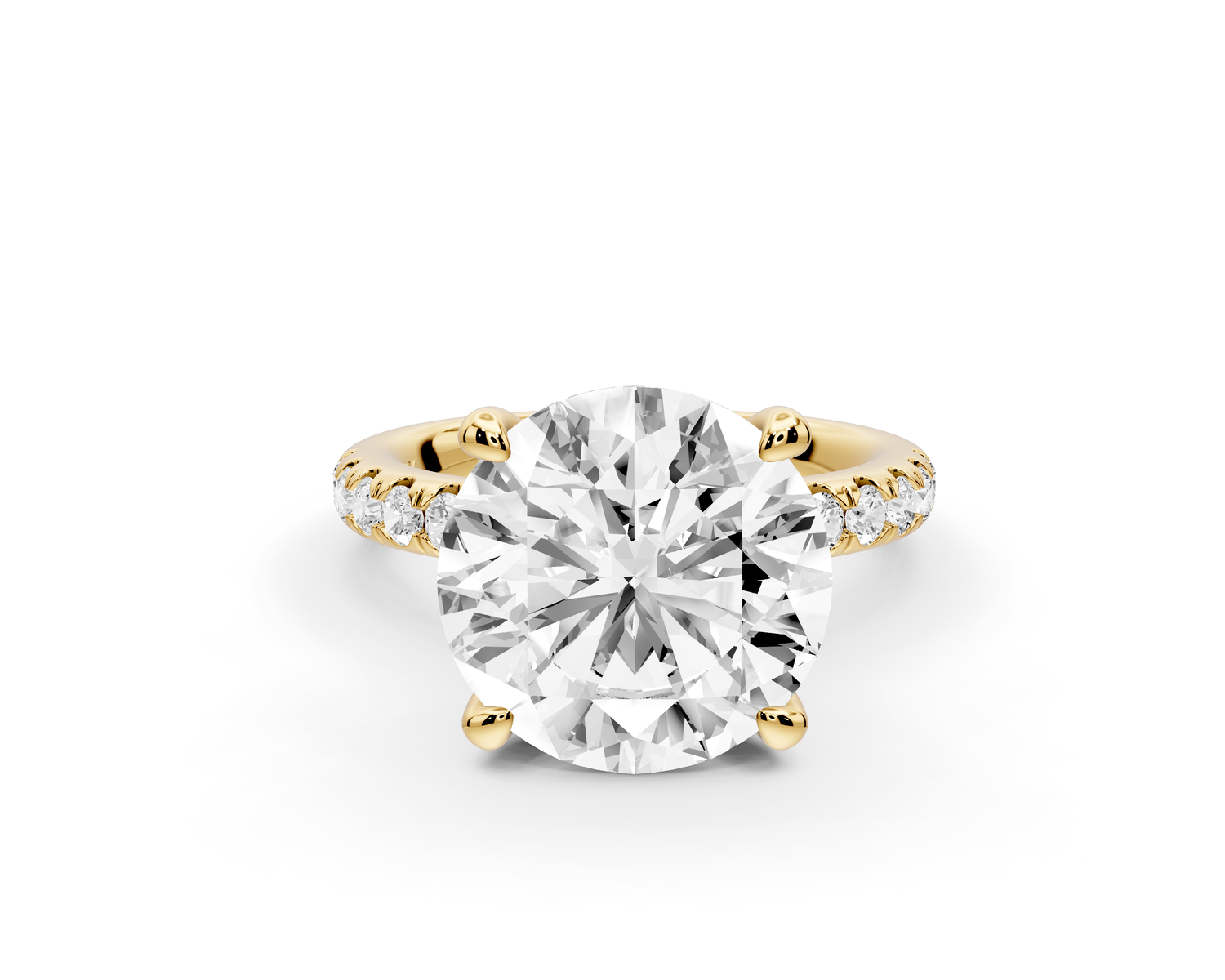 Flora - 3ct 14k yellow gold round talong prong Wrap around halo Half Band Engagement Ring