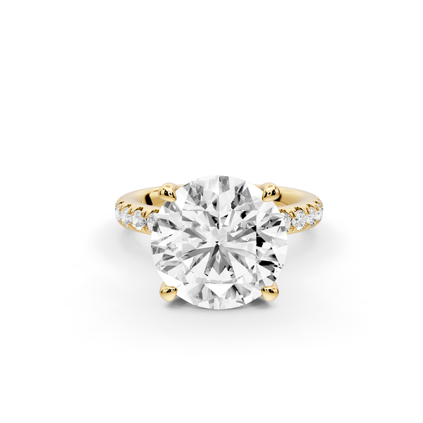 Flora - 3ct 14k yellow gold round talong prong Wrap around halo Half Band Engagement Ring